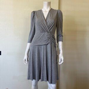 Calvin Klein Heather Gray Faux-Wrap Midi Dress